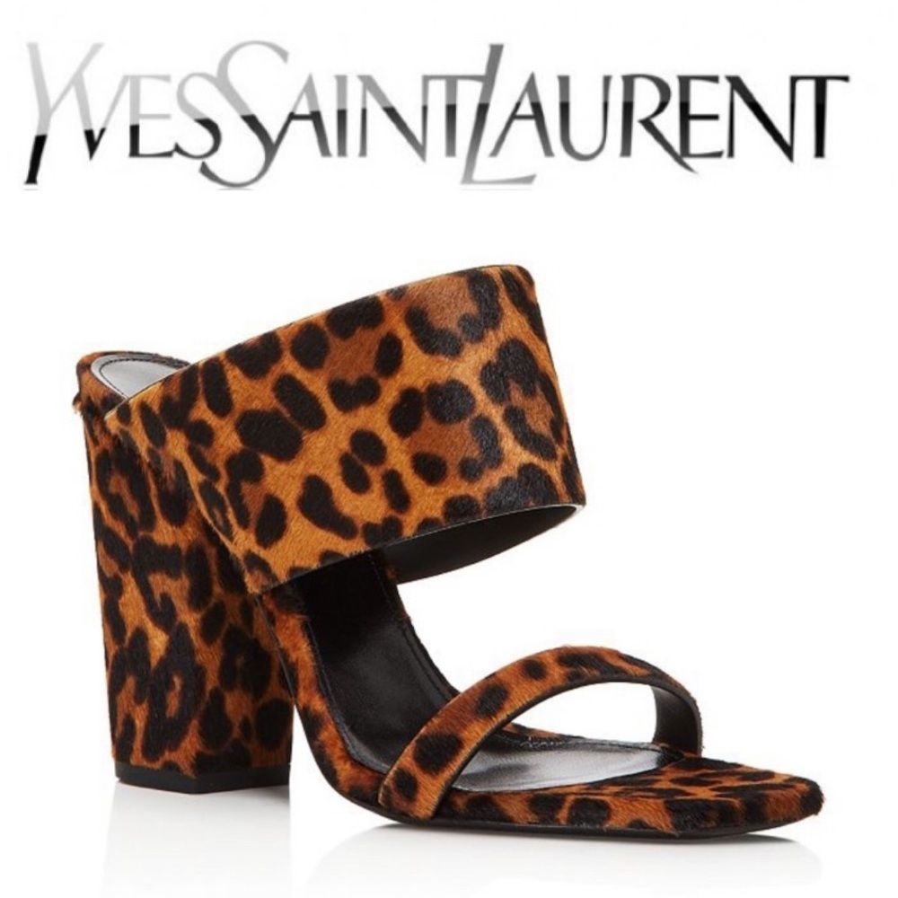 Saint Laurent OAK WOMENS PONY PRINT SANDAL SZ 37 US 7